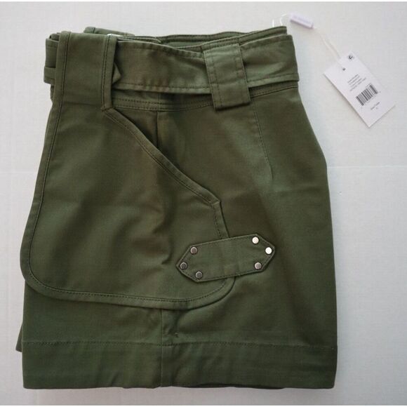Derek Lam 10 Crosby Women's Sz 0 Fatigue Green Monterey Belted Shorts - Picture 10 of 12